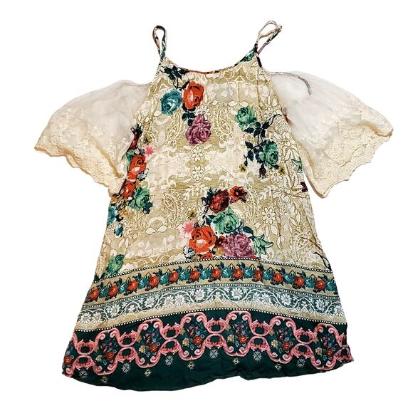 UMGEE Floral Lace Cold Shoulder Boho Chic Lightweight Hippie Bohemian Minimalist - Picture 6 of 8